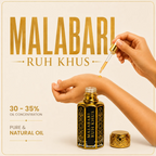 Pure Rooh Khus Malabari Attar Perfume Oil / Ruh Khus Roll On Ittar for Men Women & Religious Use - Natural Attar (Non-Alcoholic)