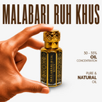 Pure Rooh Khus Malabari Attar Perfume Oil / Ruh Khus Roll On Ittar for Men Women & Religious Use - Natural Attar (Non-Alcoholic)