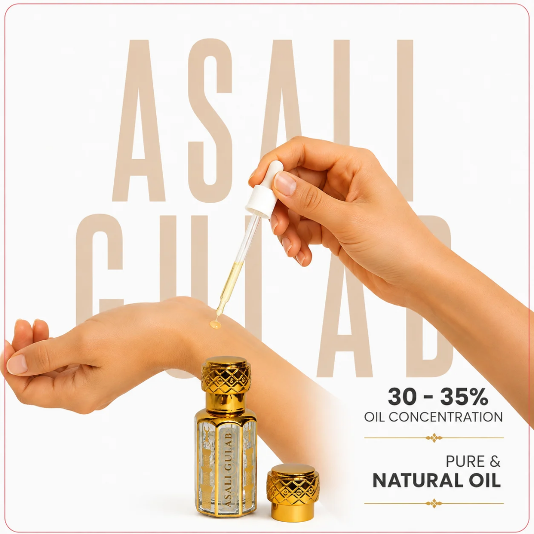 Asli Gulab Rose - Non Alcohol, Long Lasting Fragrance.